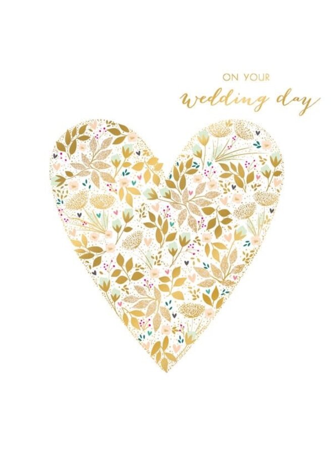 Большая открытка с цветочным сердцем на день свадьбы