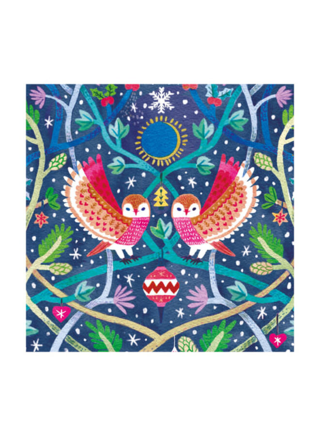 Festive Owls Christmas Cards Pack 8