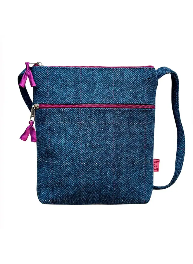 Cross Body Purse Herringbone Blue/purple  931