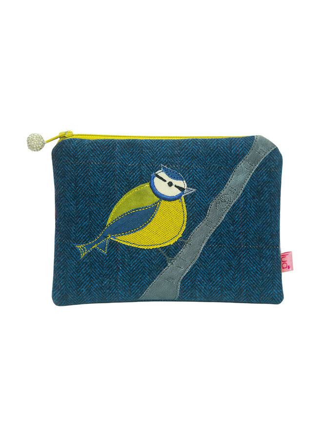 Blue Tit embroidered zip purse 926
