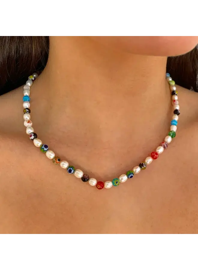 Freshwater Millefiori Pearl  Necklace  171