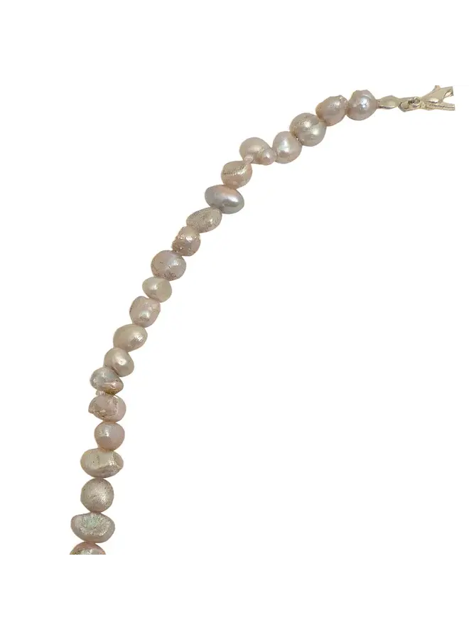Collier de perles d'eau douce en verre gris clair 169