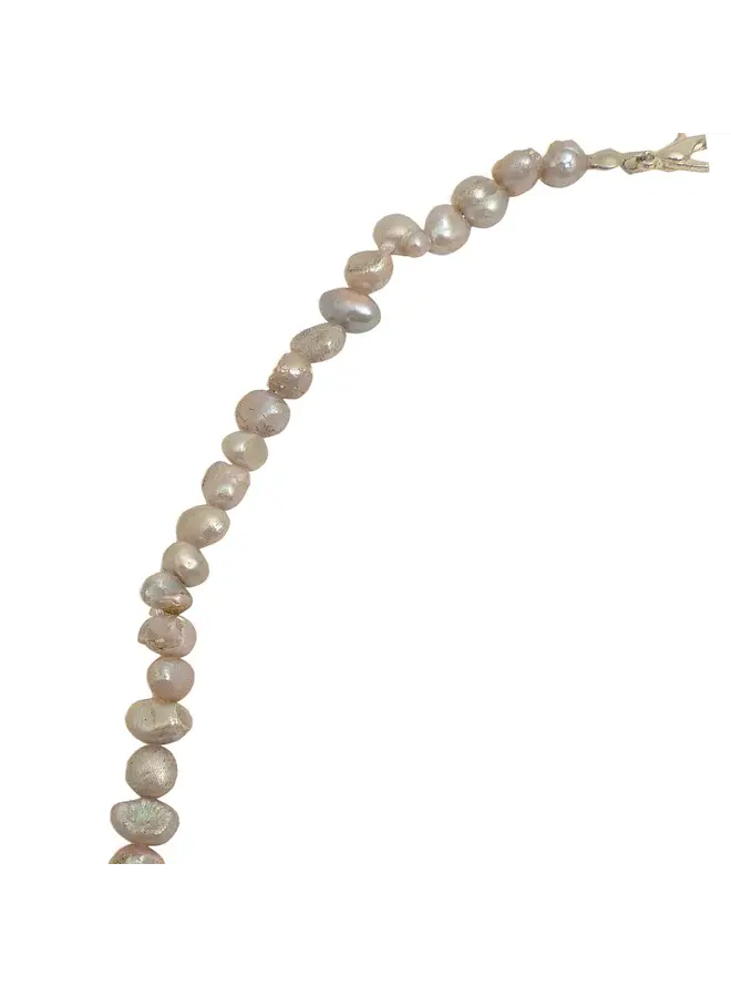 Freshwater Pearl Light Grey  Glass Beads Necklace  169