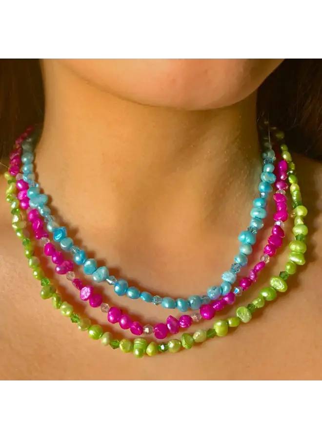 Collier Fuchsia Perle d'Eau Douce (Un Seulement) 163