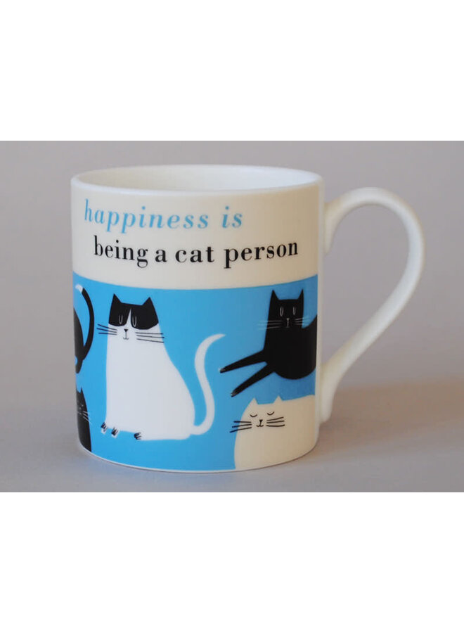 Le bonheur, c'est d'être une personne chat, tasse bleue 229