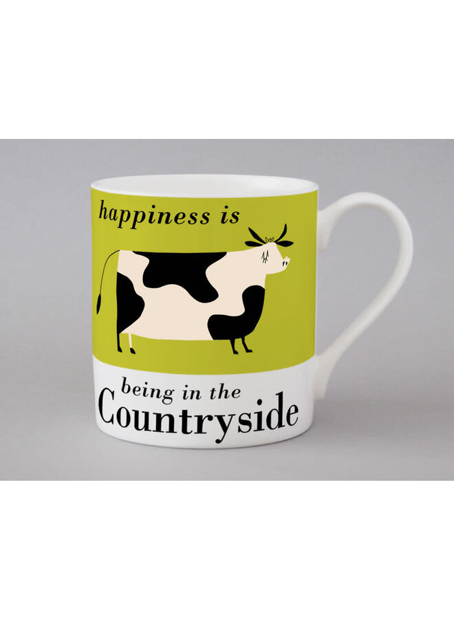 Le bonheur, c'est d'être à la campagne, tasse verte vache 226