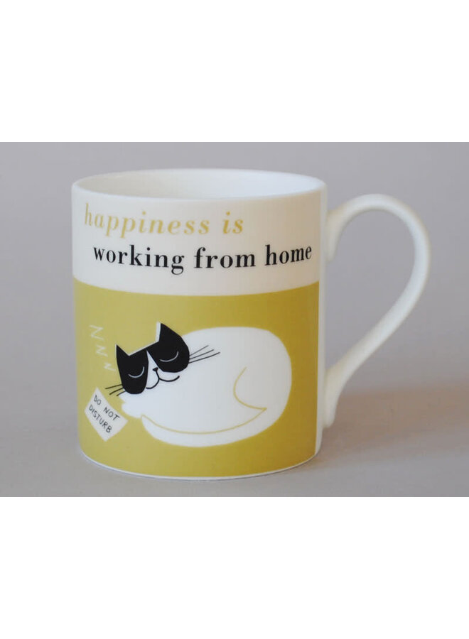 La felicidad es trabajar desde casa Taza Gato Oliva 223