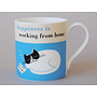 Le bonheur, c'est travailler à la maison, tasse chat bleu 222