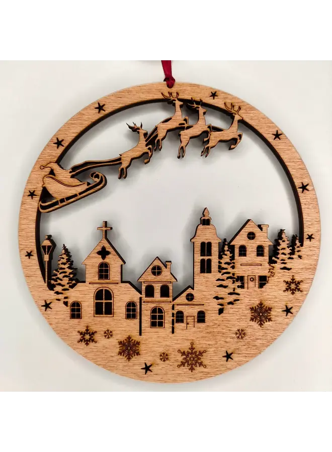 Christmas Scene Wooden Wall Hanging Ex-Large 017
