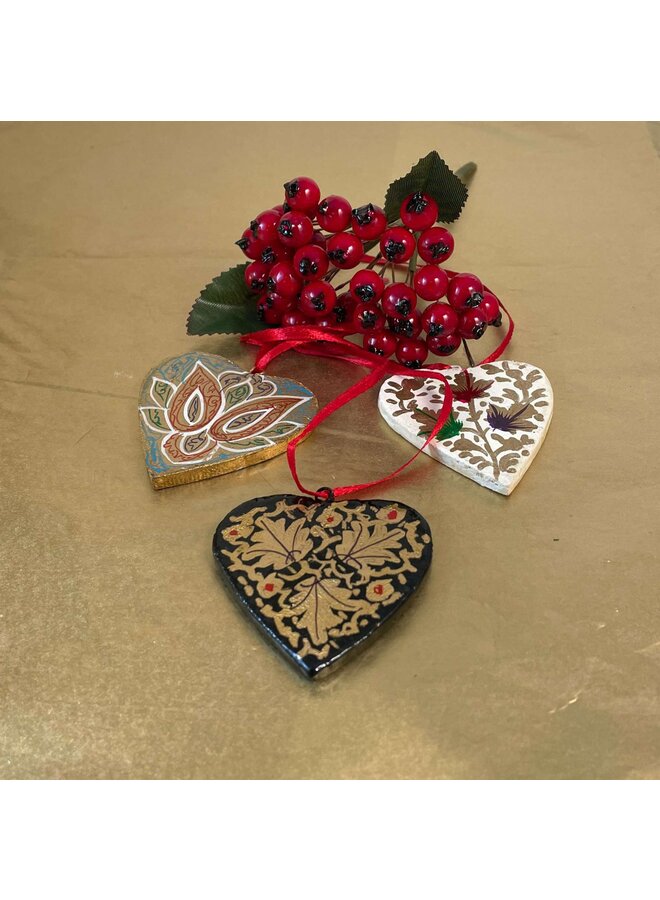 Corazón Madera Pino Decoración Oro / Blanco / Negro (Individuales) 241