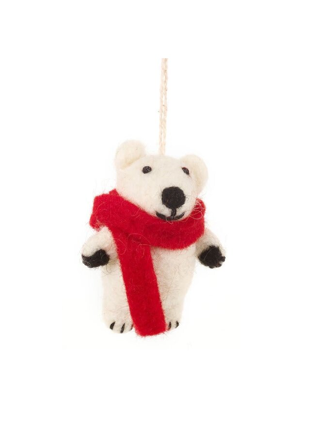 Polar Bear Pedro Felt Hanging Decoration