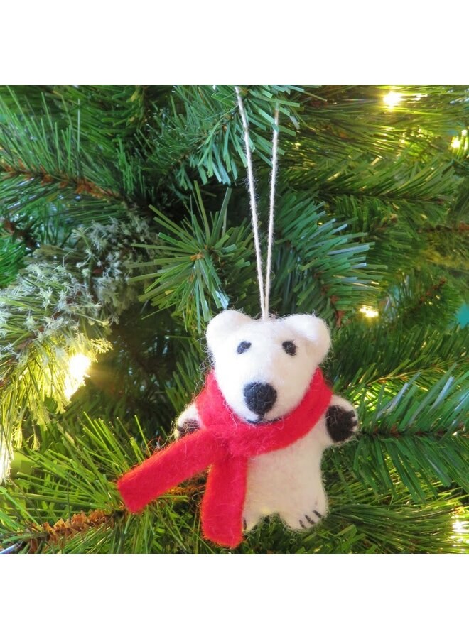 Polar Bear Pedro Felt Hanging Decoration