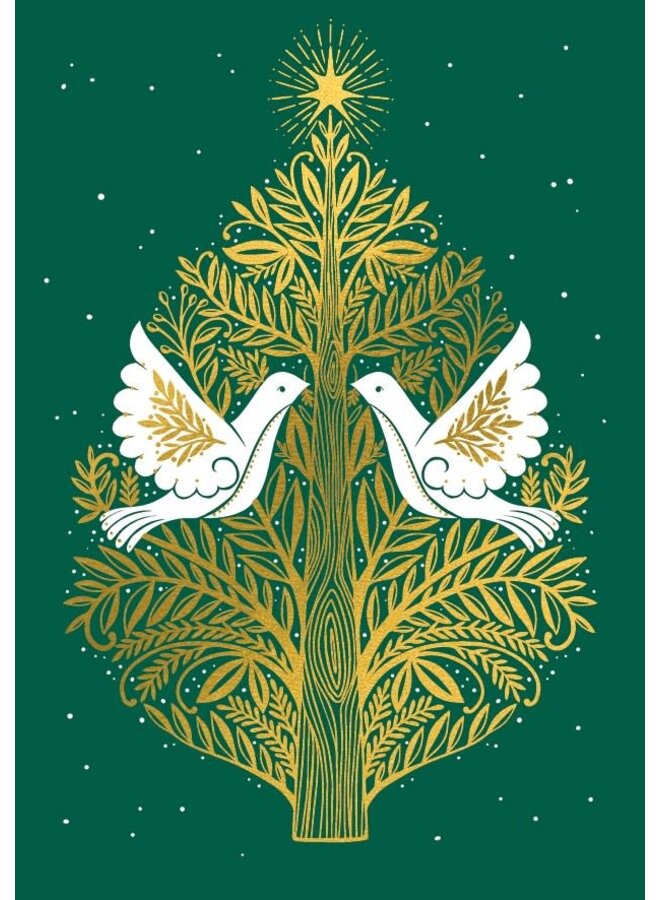 Carte de Noël de deux colombes blanches