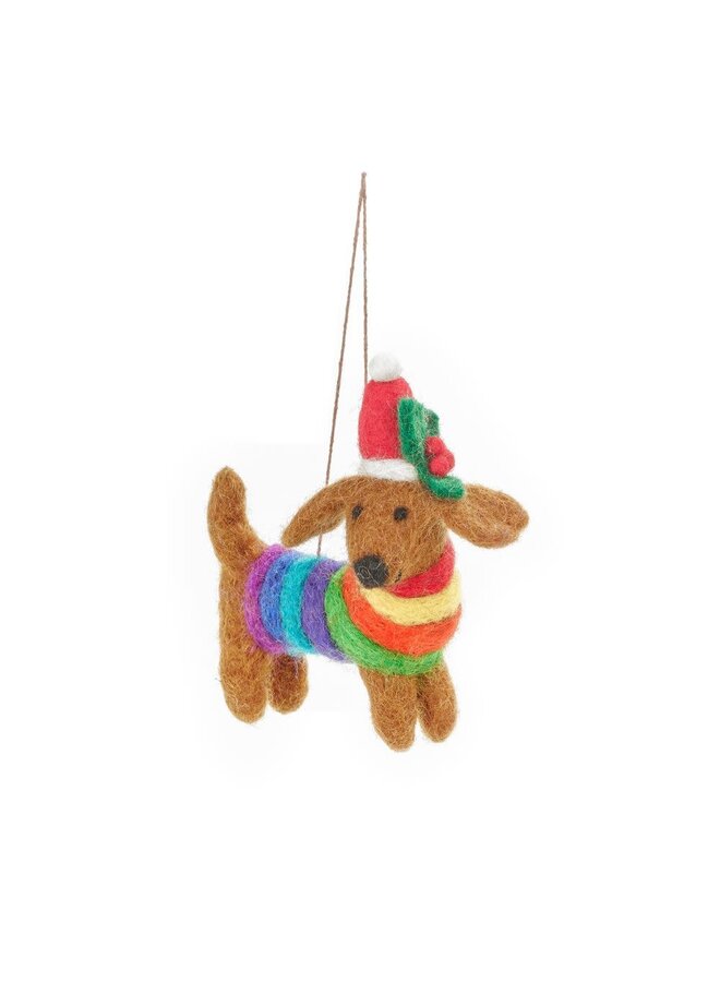 Rainbow Dog LGBT Pride  Felt  Hanging Decoration