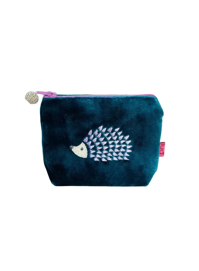 Hedgehog Mini Velvet Purse Dark Turquoise / Lilac 18