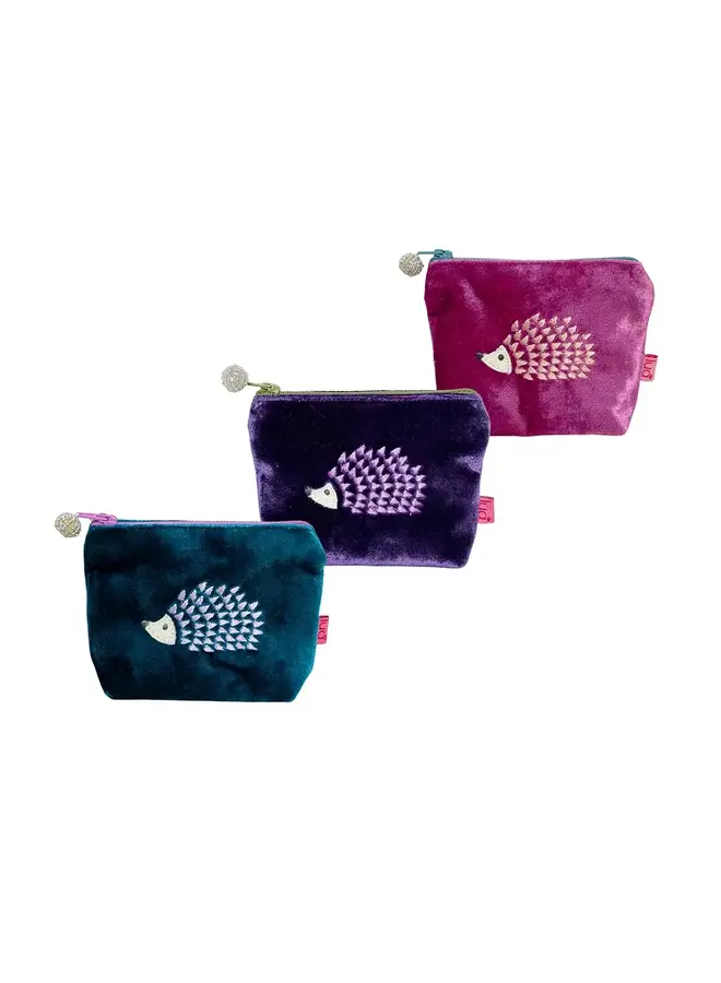 Hedgehog Mini Velvet Purse Pink / Blue  (Pink only) 17