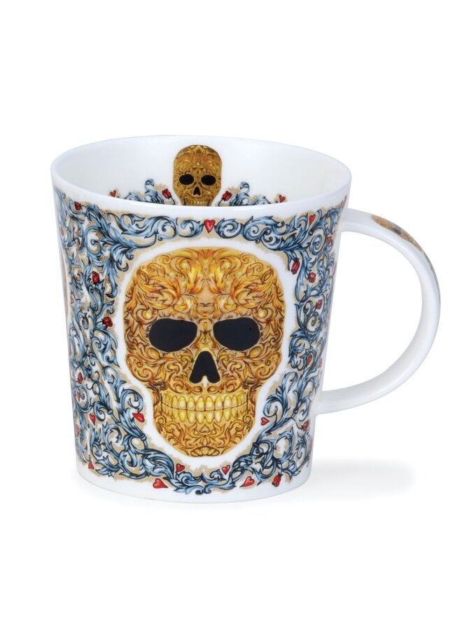 Skull Gold & Blue Silver China Mug 130