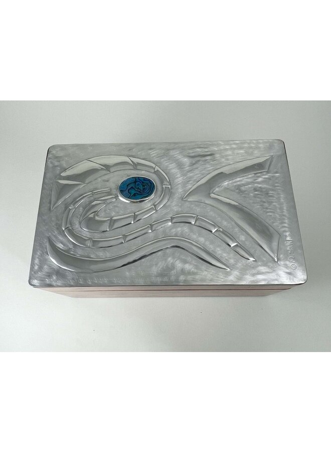 Waves Pewter and Abalone box 4 Sections 053