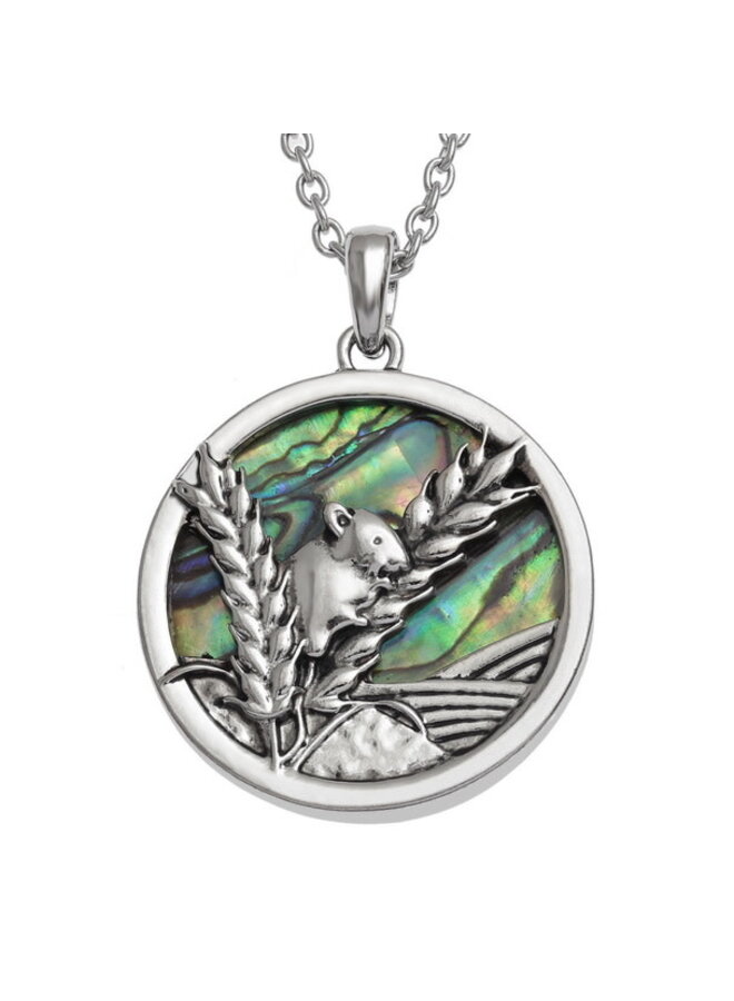 Collar de concha de paua de ratón de cosecha sobre trigo 909