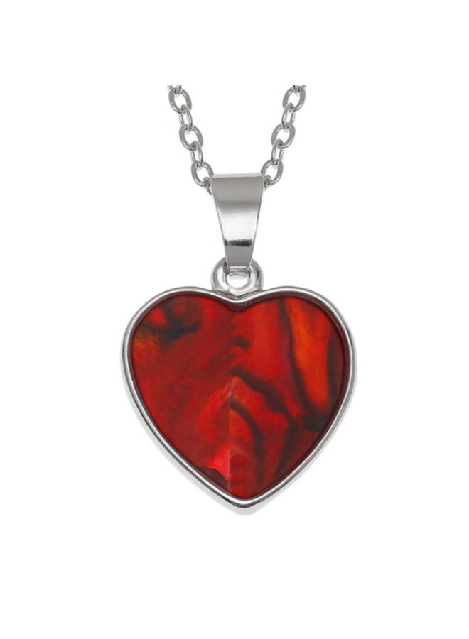 Heart  Red Paua Shell  Necklac 827