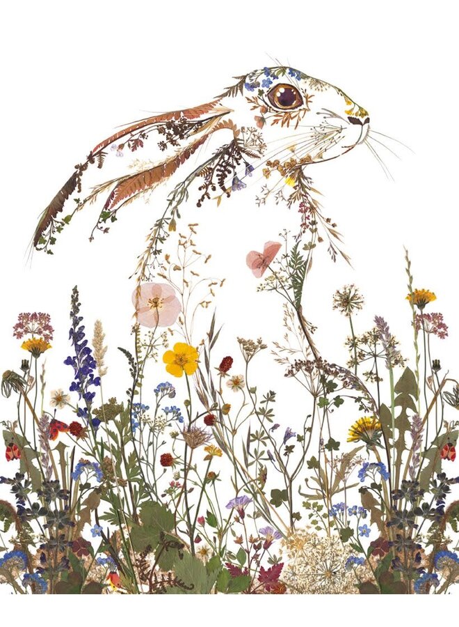 Carte de lièvre aux fleurs sauvages par Helen Ahpornsiri
