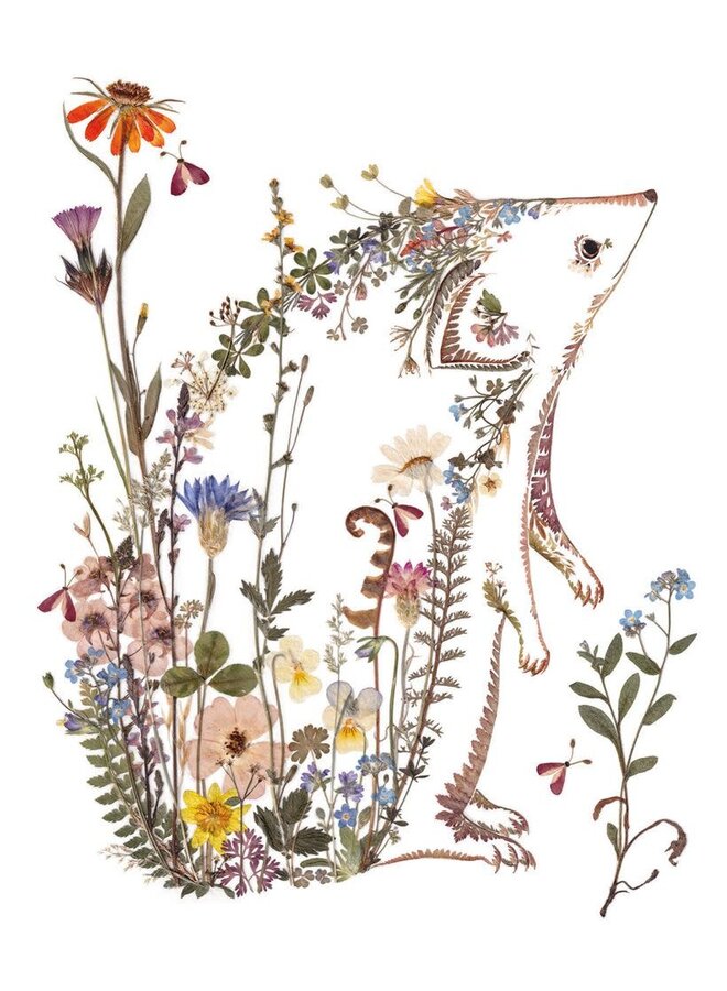Cottage Garden Hedgehog Card by Helen Ahpornsiri