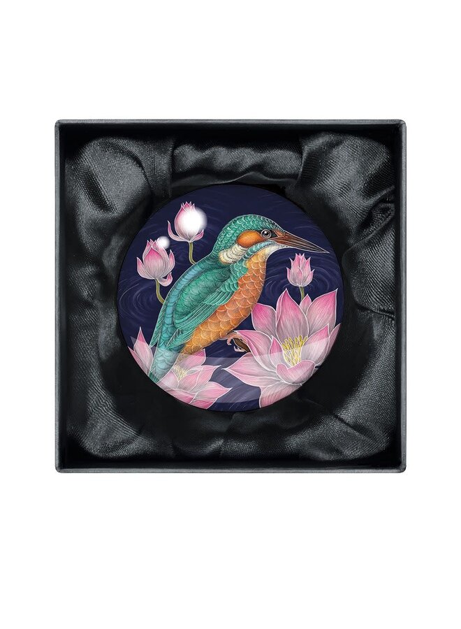 Kingfisher  crystal glass paperweight by Catherine Rowe