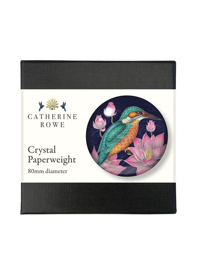 Kingfisher  crystal glass paperweight by Catherine Rowe