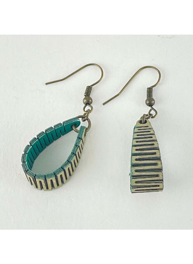 Boucles d'oreilles en bouleau à boucle courte naturelle et bleu sarcelle 34