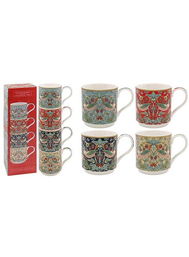 Voleur de fraises empilant des tasses William Morris en boîte