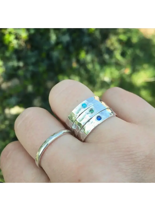 Hammered Silver Ring with Inset Turquoise s/m ONE ONLY 176