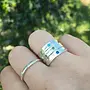 Hammered Silver Ring with Inset Turquoise s/m ONE ONLY 176