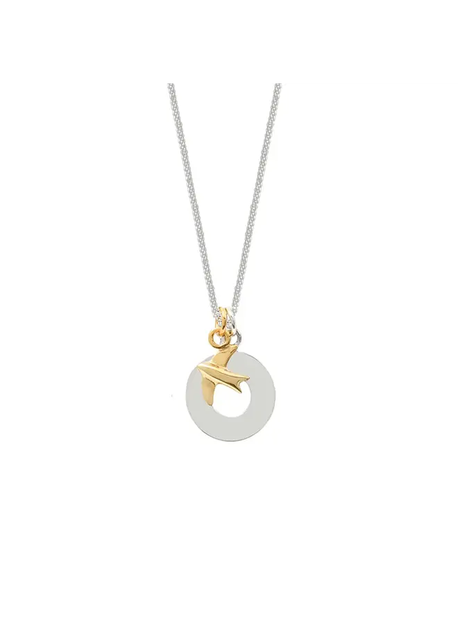 Silver Circle with Gold Vermeil Swallow Necklace 180