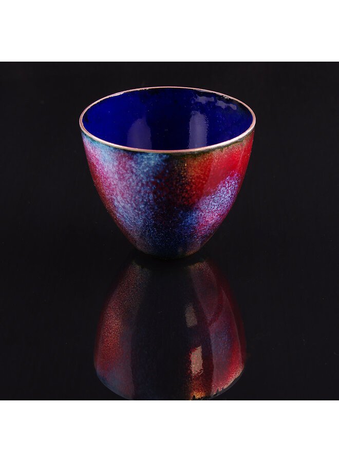 Red &  Blue with Blue inside Enamelle Copper Bowl 04