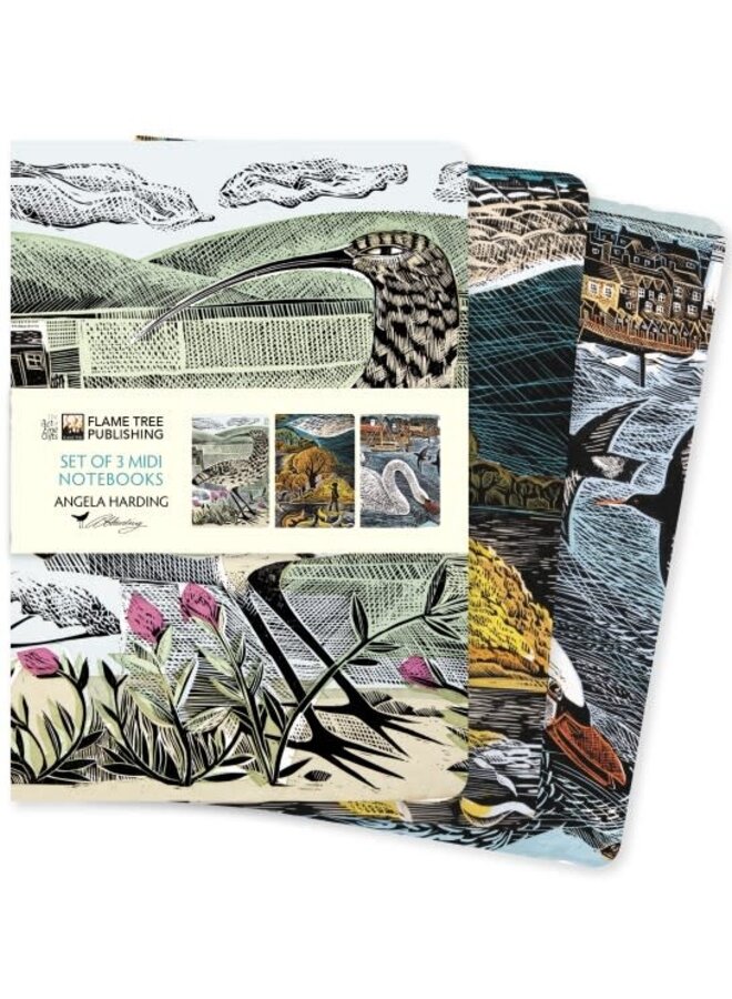 Juego de tres cuadernos con rayas Wildlife Midi de Angela Harding