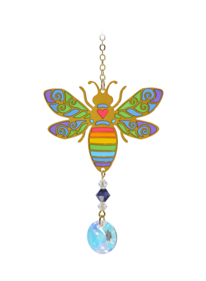 Abeille Arc-en-ciel cristal suspendu 04