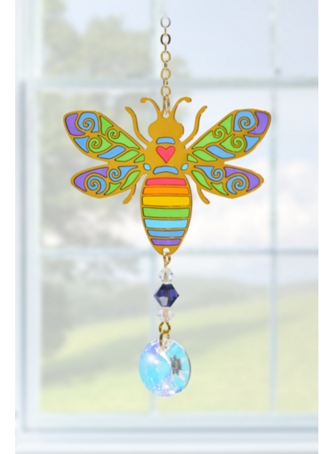 Bee Rainbow crystal hanging 04
