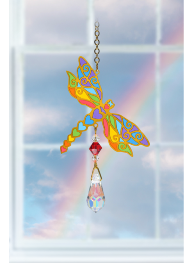 Colgante de cristal Dragonfly Rainbow 05