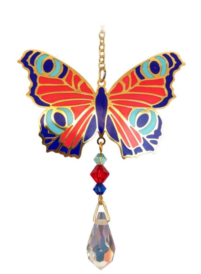 Mariposa Pavo Real cristal colgante 08