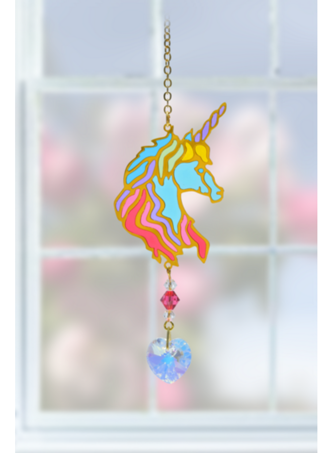 Tête de Licorne, Confettis en cristal à suspendre 11