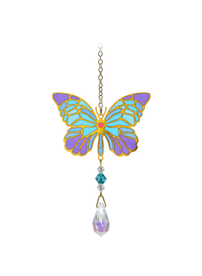 Mariposa Iris cristal colgante 10