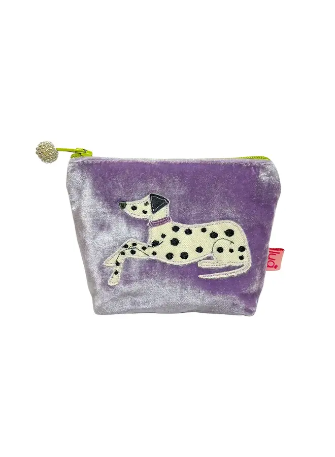Mini-Geldbörse mit Dalmatiner-Samtapplikation, Lavendel1025