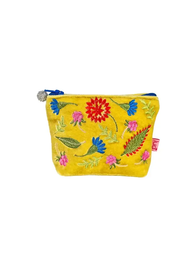 Mini bolso bordado y terciopelo con flores populares Yellow1024