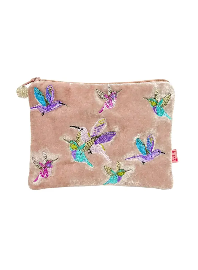 Кошелек Hummingbird Velvet & Embroidered Dusky Pink 1020
