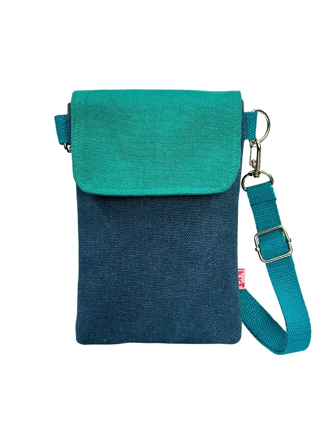 Phone Pouch Purse Dark Blue / Turquoise 993