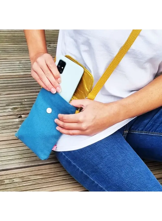 Phone Pouch Purse Dark Blue / Turquoise 993