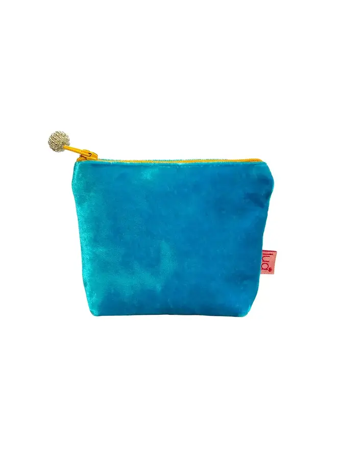 Velvet Mini  Purse Aqua / Mustard 1037