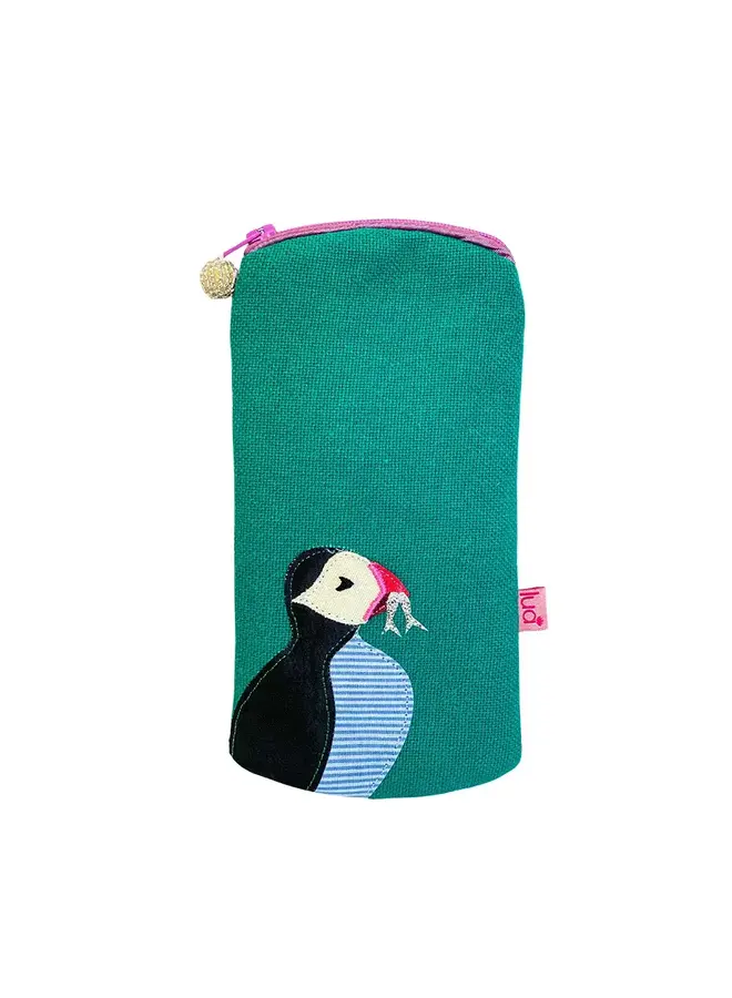 Puffin Applique Glasses Purse Marine Green1049