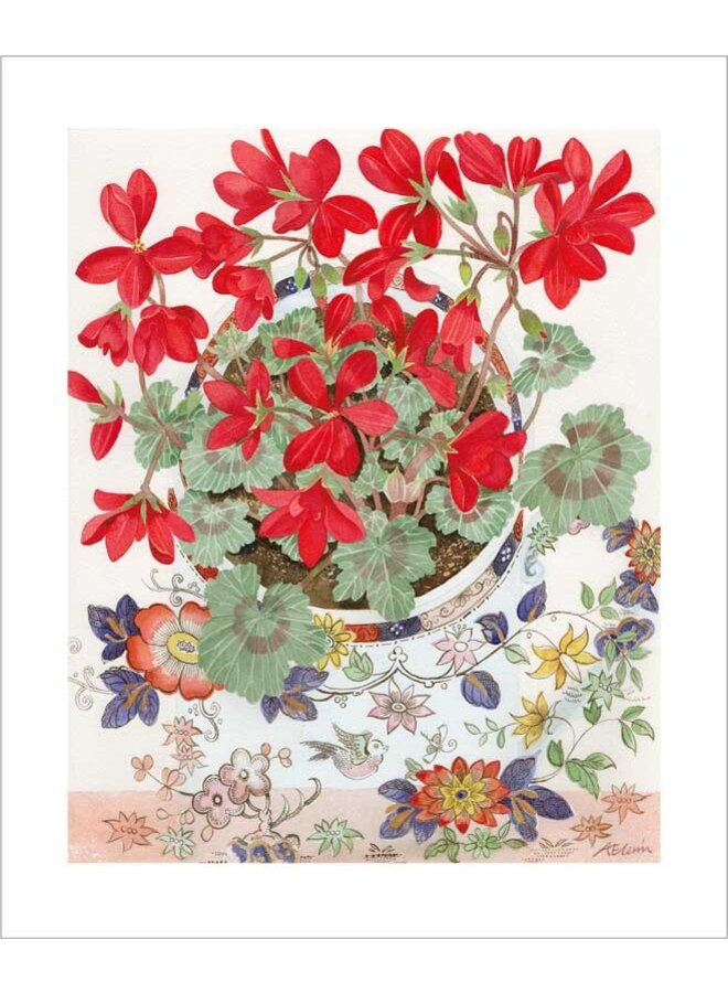 Pelargonium in a Floral Cup Card by Angie Lewin