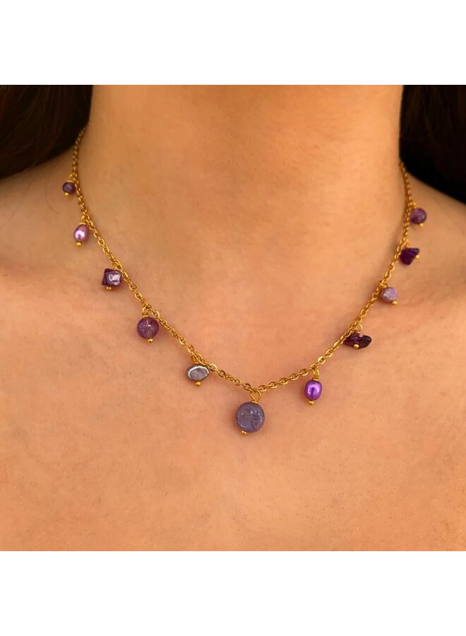 Collier Perles d'eau douce Améthyste 171